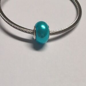 Blue Pearlesque Charm for‎ Pandora Style Bracelet